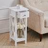 Slim Tall Wood Table Bedside End side Telephone Table Storage Plant Stand Drawer