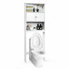 Over Toilet Cabinet Freestanding Washing Machine Rack W/ Open Shelves and Doors