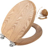 Solid Oak Toilet Seat. Bottom Fix, Adjustable, Easy Clean.