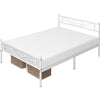4ft6 Double Bed Platform Bed Frame with Headboard and Metal Bed Slats for Adults