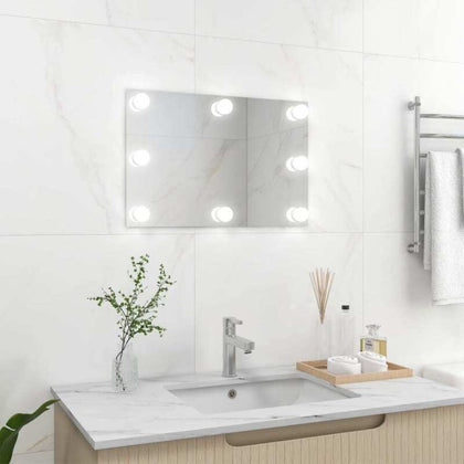 Wall Mirror with LED Lights Rectangular Glass GF0