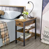 3 Tier End Table with Drawer and Shelves Slim Side Table Nightstands for Bedroom