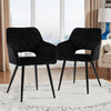 2Pcs Dining Chair Velvet Chair Diamond Seat with Metal Leg Dining Room Black