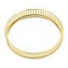 Vintage Golden Round Mirror Glass Candle Tray Plate Vanity Table Perfume Display