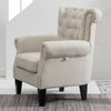 Linen Chesterfield Armchair Rhombic Fabric Upholstered Living Room Lounge Chair