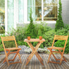 3Pcs Garden Bistro Set, Folding Outdoor Chairs and Table Set, Teak