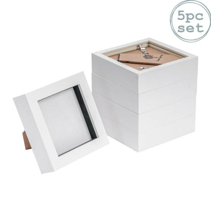 5PCS Box Picture Frame Deep 3D Photo Display 4x4 Inch Standing Hanging White