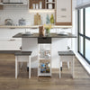 Wooden Mobile Drop Leaf Dining Table Stool Set Folding Kitchen Furniture Grey
