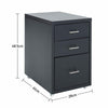 3 Drawers Metal Home Office Filing Cupboard Unit on Castors Cabinet White/Black