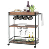 3Tier Metal Wood Rolling Kitchen Serving Trolley Cart Veg Storage Rack w/ Wheels