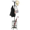 Metal Coat Stand Rack Free Standing Hall Tree Coat Hanger with Umbrella Holder