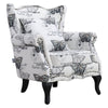 Retro Flower Butterfly Accent Chair Wingback Armchair with Wood Frame LivingRoom