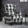 Black Check Recliner Armchair Wing Back Fireside Check Fabric Sofa Lounge Chair
