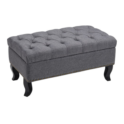 Upholstered Bench Stool Chair Footstool Side Pouffe Seat with Curved Wood Legs