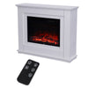 Free Standing Electric Led Fireplace White Surround Fire Log Flame Heater Living