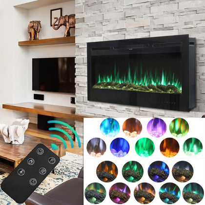 40-100 inch Electric Fireplace Wall Mounted Remote Control 9 Colour Fireplaces