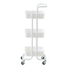 3 Tiers Kitchen Trolley Cart Slim Rolling Storage Rack Tray Shelf Rolling Wheels