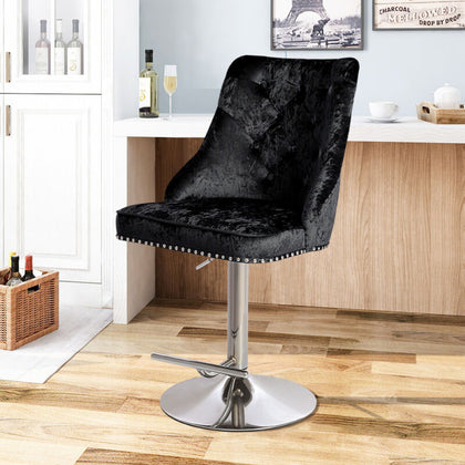 Adjustable Barstool Dining Chair Crushed Velvet Bar Stool Kitchen Breakfast Seat