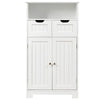 Bathroom Floor Cabinet Wooden Storage Cupboard with Adjustable Shelf & Doors