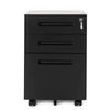 Home Office Filing Cabinet Under Desk File Storage w/ 3 Drawers Casters Lockable