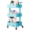 3-Tier Kitchen Trolley Cart Metal Storage Tower Rack Bathroom Shelf Casters