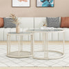 Modern Round Nesting Coffee Tables Set of 2 Glass Top Side End Tables NS