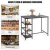 Kitchen Breakfast Counter Dining Table Modern Bar Table 3 Tiers Storage Shelves