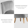 Grey Velvet Oyster Accent Chair Cocktail Sofa Bedroom Lounge Makeup Dining Stool