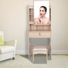 Modern Bedroom Dressing Table Makeup Desk w/ Mirror & Drawer Stool Vanity Set