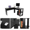 L Shape Corner Computer Table with Bookshelf Home Office Study Laptop Desk Black