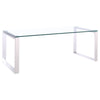 Modern Coffee Table Side Rectangle Table Tempered Clear Glass Table Metal Frame