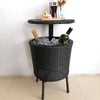Outdoor Patio Furniture Rattan Ice Bucket Adjustable Bar Party Cooler Side Table
