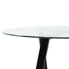 100cm Clear Round Tempered Glass & Black Metal Legs Kitchen Dining Tables Circle