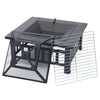 3 in 1 Square Fire Pit BBQ Grill Outdoor Garden Table Stove Patio Heater Ice Pit