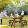 8-Person Outdoor Wooden Round Picnic Table Garden Circular Picnic Bear Table