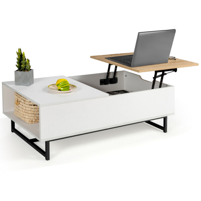Wooden Lift Top Coffee Table Convertable Storage Desk Laptop Table Wor ...
