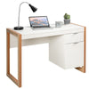 Modern Computer Desk Wooden Laptop Table Workstation W/ Storage Cabinet &Drawers