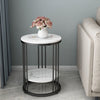 Slim Marble Sofa Side Table Bedside Table Black Frame Anti-drop Fence Shelf Tray