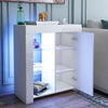 HIgh Gloss Cabinet Cupboard Sideboard Tall Display Unit White Matt RGB LED Light