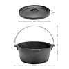 8L Cast Iron Dutch Oven BBQ Cooking Camping Stew Casserole Dish Pot with Lid Set