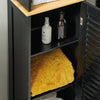 Tall Bathroom Cabinet | Black Wooden Tallboy Storage Cupboard w/ Shelves