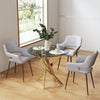 Gold Round Tempered Glass Kitchen Dining Table 2-4 Seater Reception Desk Stand