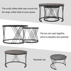 Round Coffee Table Set of 2 Side End Table Nesting Tables with Metal Frame BT
