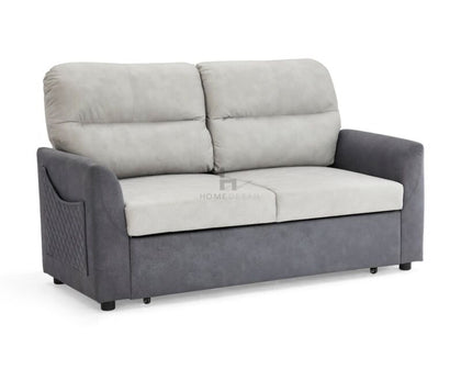 2 Seater Sofa Grey Pull Out Sofa Comfy Cushions Side Pockets Sofabed Clic Clac