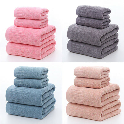 Pack of 4 100% Cotton Bath Sheet Towel Set Face Towel Beach Towel Soft Bath