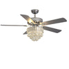 Nordic 52" Ceiling Fan Light Crystal Chandelier Lampshade with Remote 5-Blades