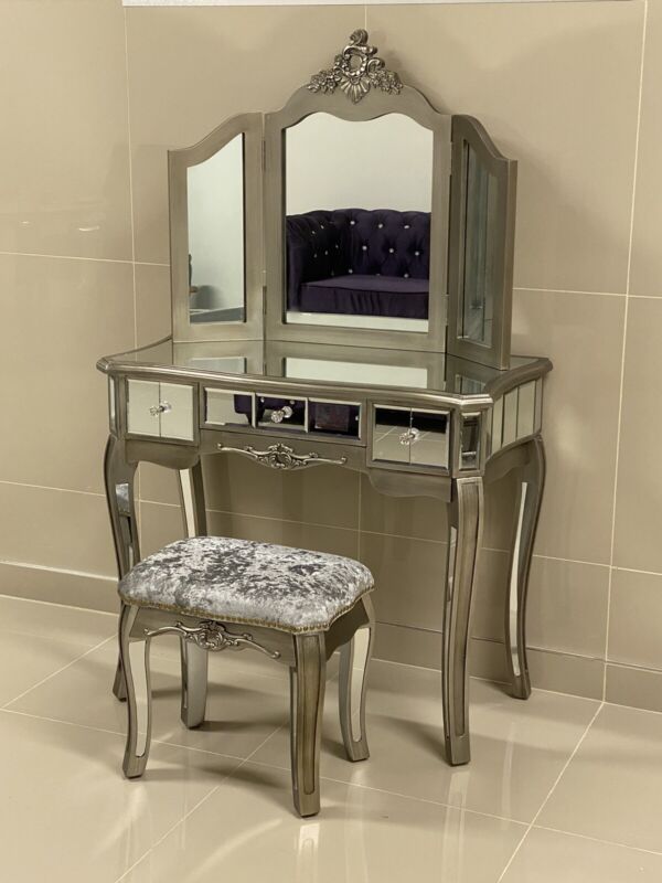 Argent Mirrored Drawer Dressing Table Bedroom Furniture