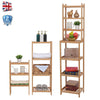 Removable 7 Tier Book Shelf Unit Bamboo Bookcase Bathroom Storage Rack Display