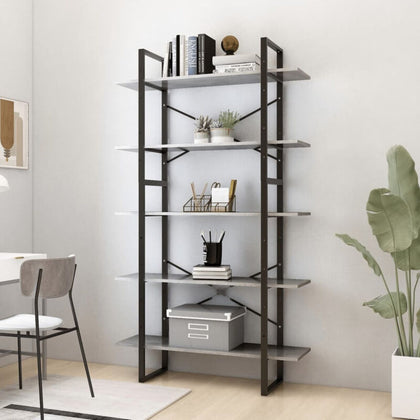 5-Tier Book Cabinet Concrete Grey 100x30x175 Chipboard F3G0