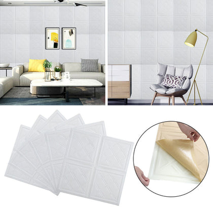 Self Adhesive 3D Texture Tile Foam Panel Wall Sticker Waterproof Wallpaper Decor